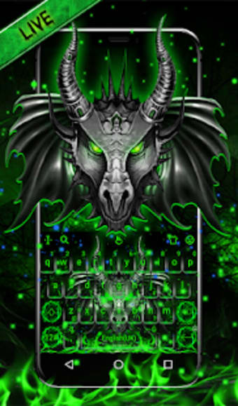 Live Neon Green Metal Dragon Keyboard