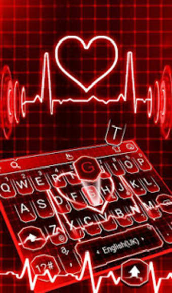 Neon Red Heart Keyboard Theme