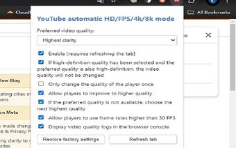 YouTube automatic HD/FPS/4k/8k high-definition