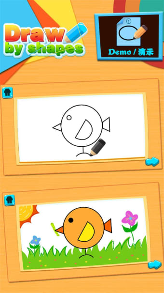 Draw by shape game for kids