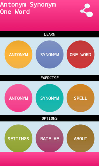 Antonym synonym and oneWord