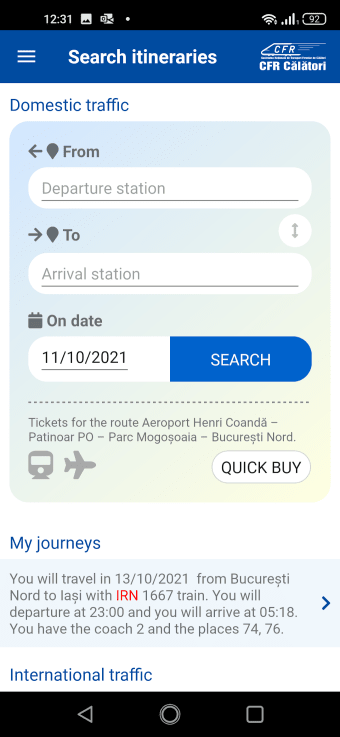 CFR Călători trains timetable and online tickets