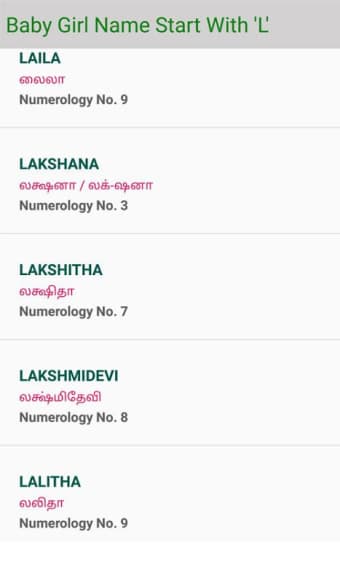 Tamil Baby Names Numerology - Tamildiction