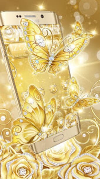 3D Gold Diamond Butterfly Theme