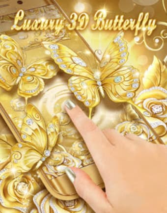 3D Gold Diamond Butterfly Theme