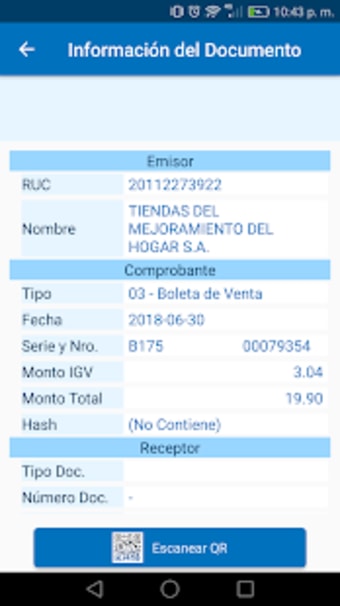 QR Reader - Electronic Invoice - Peru