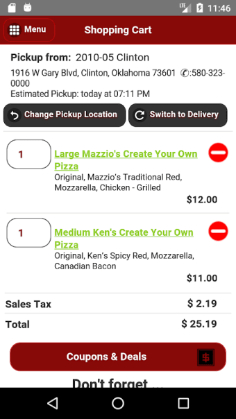 Mazzio's Pizza Mobile Ordering