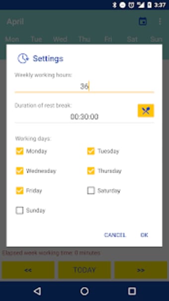 Weekly working hours