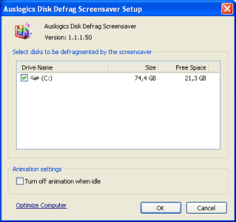 Auslogics Disk Defrag Screensaver