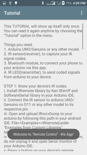 Remote Control (needs Arduino & Bluetooth module)
