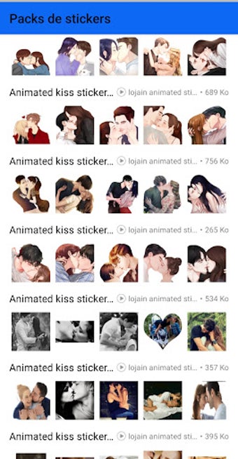 Animated kiss stickers