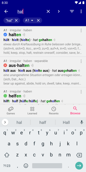 Verbs German Dictionary