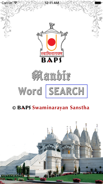 Swaminarayan Mandir Word Search