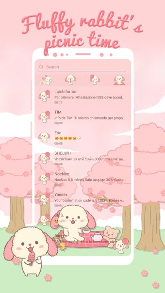 SMS Theme Rabbit Sakura - Pink