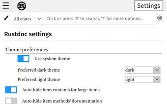 Rustdoc Settings Sync