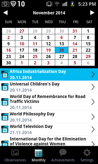 UN Calendar of Observances