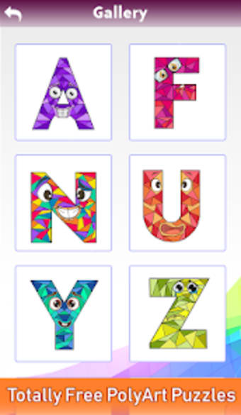 Alphabets Poly Art Puzzle Game
