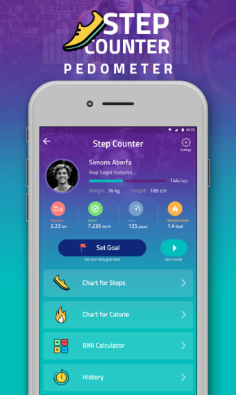 Pedometer & Step Counter :- The Fitness App