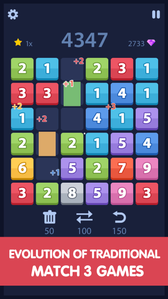 Match and Merge - Six board sizes number puzzle