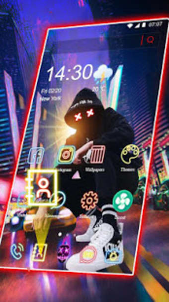 Neon Night Street Man Theme  Live Wallpaper