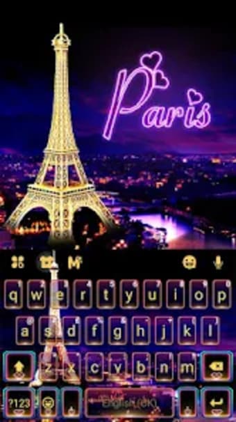 Neon Paris Night Tower Keyboar