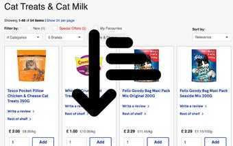 Tesco Sort by Price Per Unit