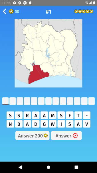Ivory Coast: Regions  Provinces Map Quiz Game