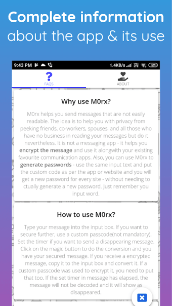 M0rx - Encrypted Disappearing Msgs, Images & Files