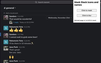 Slack icons & names masking