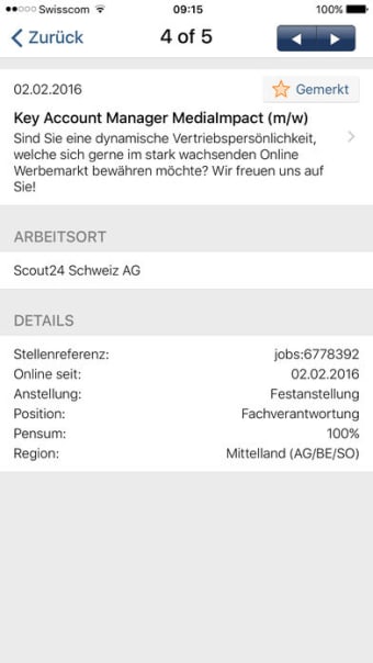 JobScout24 JobApp der Schweiz