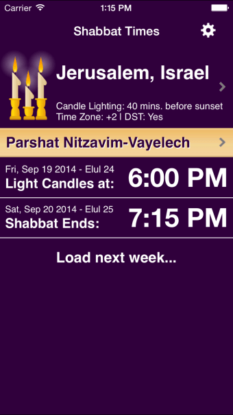 Shabbat  Holiday Times Legacy