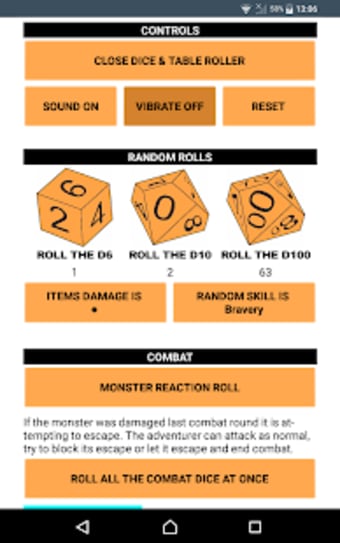 D100 Dungeon Dice and Table Roller