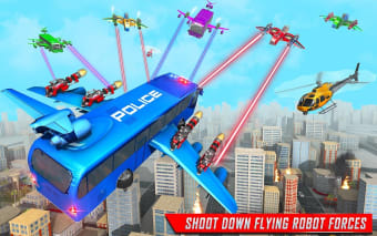 Flying Bus Robot Car Game 3d