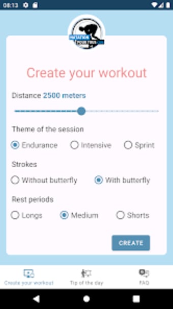 Swimming workout builder