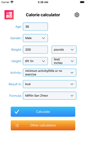 Calorie calculation