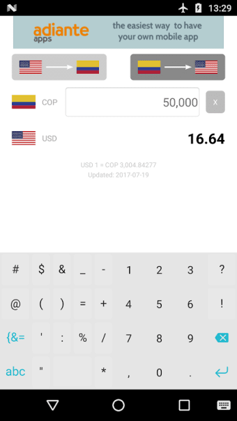 Dollar to Colombian Peso