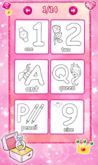 Glitter Number and letters Coloring for kids