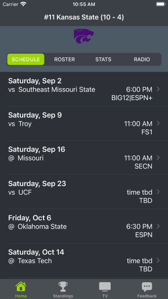 Kansas State Football Schedule