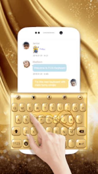 3D Golden Glitter Keyboard Theme