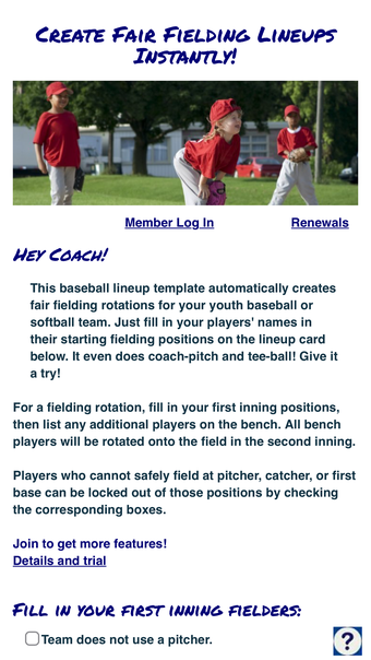 Baseball Fielding Rotation App