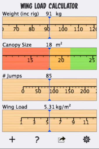 Skydive Wingload Calculator