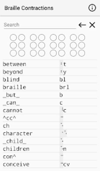 Braille Contraction Lookup