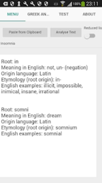 Greek and Latin roots finder