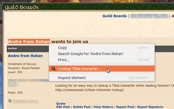 Tibia Character Lookup Extension