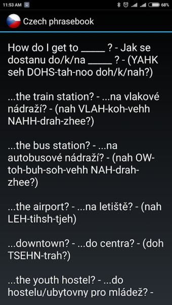 Czech phrasebook for tourists