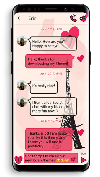 SMS Theme Love Paris ❤️ pink text messages tower