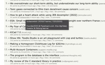 Hacker News User Link Pop-up