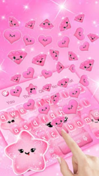 Pink Cute Glitter Cartoon Star Gravity Keyboard