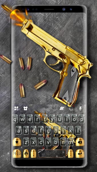 Golden Shooting Gun Keyboard Theme