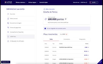 Extrato LATAM Pass em CSV